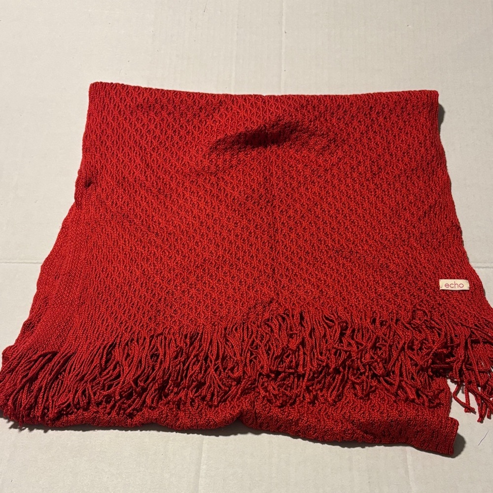 Echo Vibrant Red Textured Scarf